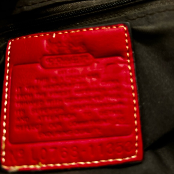 Coach Heritage Stripe Satchel Red leather accents Lot of wear Restoration bag - Picture 14 of 14